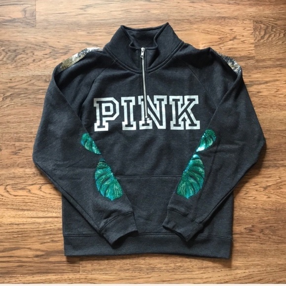 ‼️LAST ONE‼️VS PINK Quarter Zip Tropical Bling - Picture 1 of 4